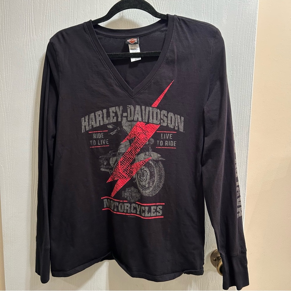 Harley-Davidson Black and Red Long Sleeve Tee